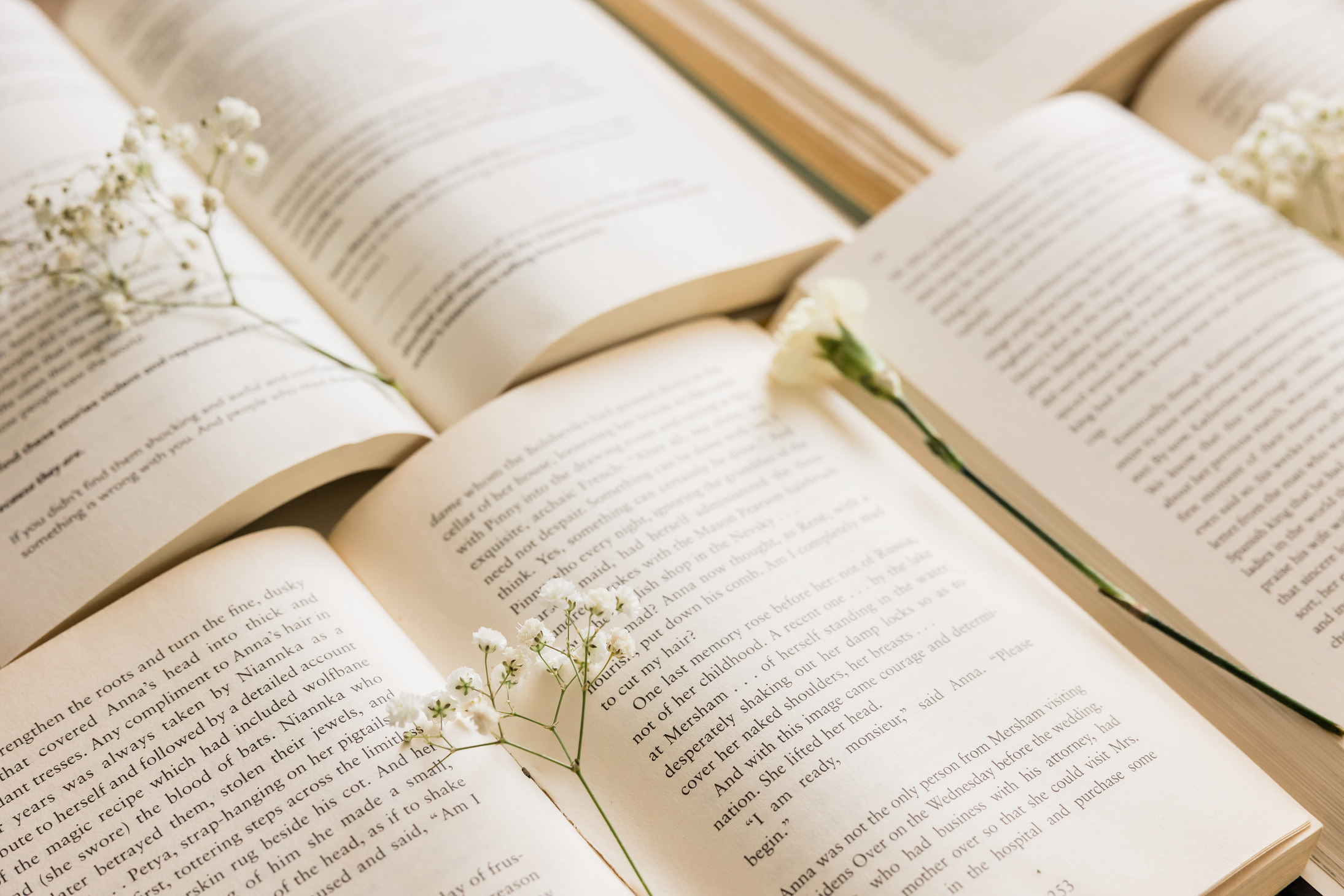 Open Books with Flowers 